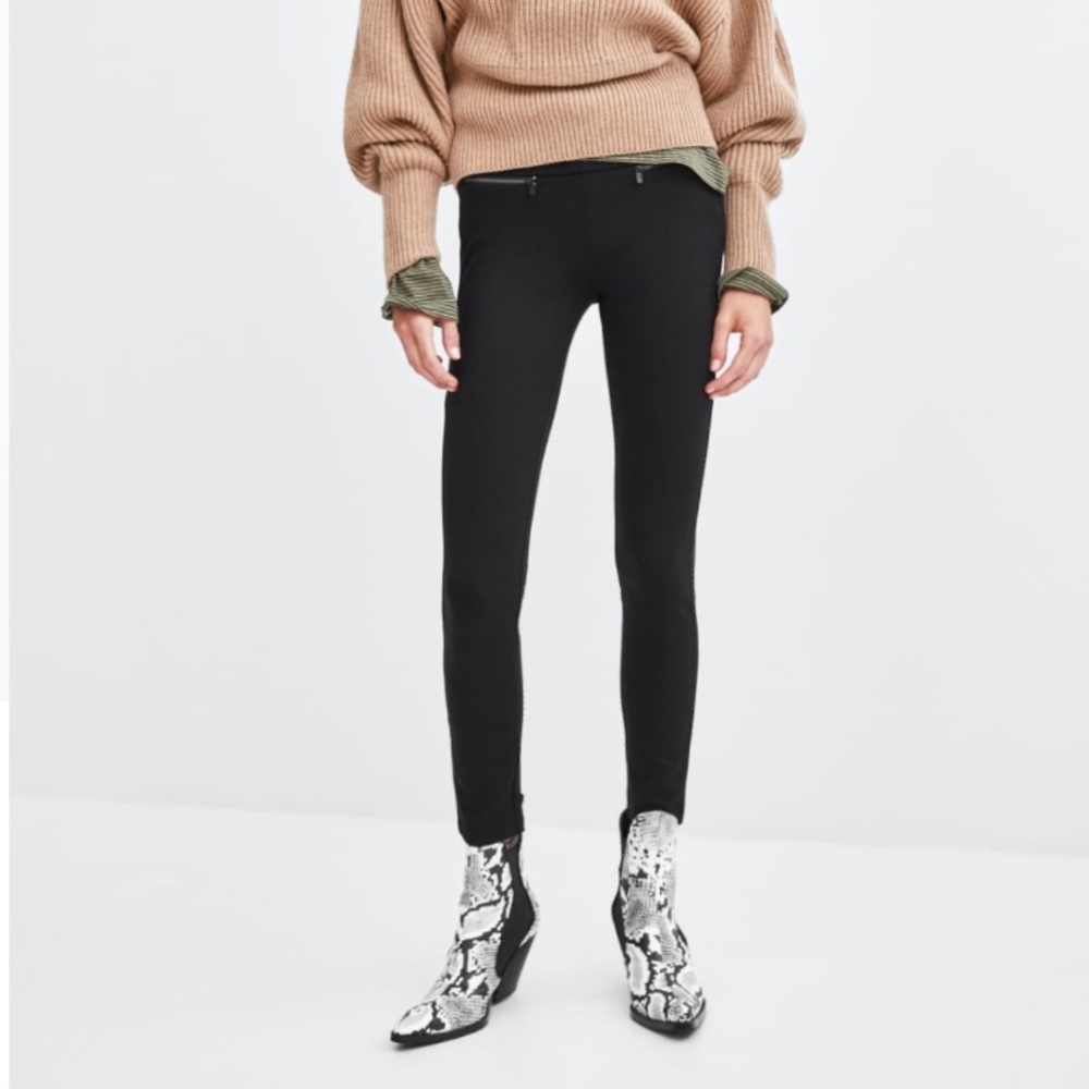 Zara mid rise zipper leggings